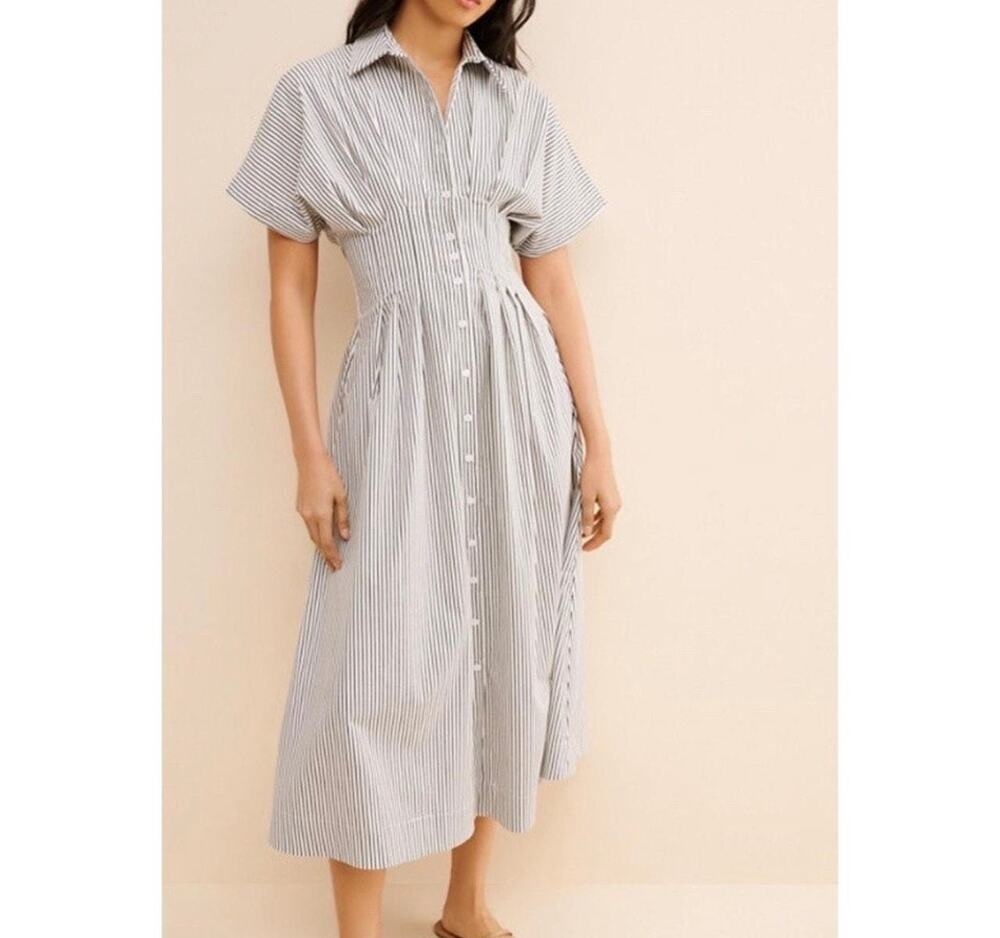 Anthropologie Exquise Tobie Shirtdress XXS Black & White Stripe